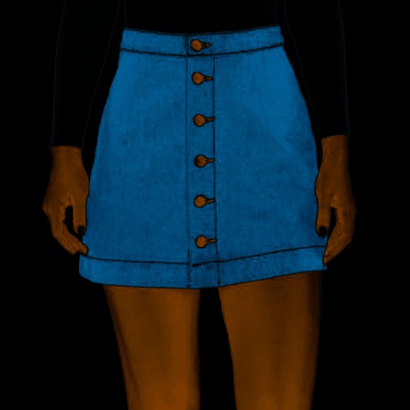 Denim Button Front A-Line Mini Skirt Wash Women's - Picture 4 of 4